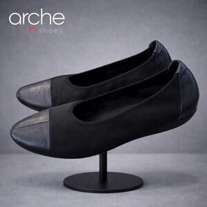 Arche Onyqua Women’s Black Leather Suede Slip-On Flats 41 9.5